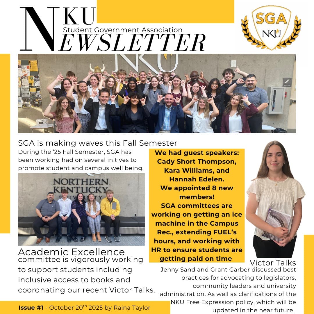 Northern Kentucky University Student Government Association newsletter feature