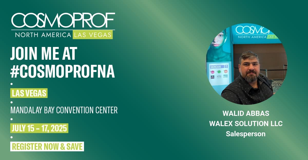 Walid Abbas representing Walex Solution at Cosmoprof North America, the global B2B beauty trade show